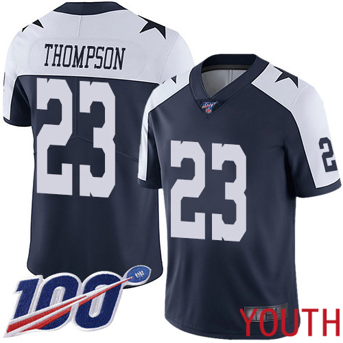 Youth Dallas Cowboys Limited Navy Blue Darian Thompson Alternate #23 100th Season Vapor Untouchable Throwback NFL Jersey->youth nfl jersey->Youth Jersey